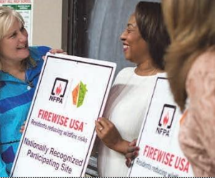 Homeowners creating defensible space as part of the Firewise USA program