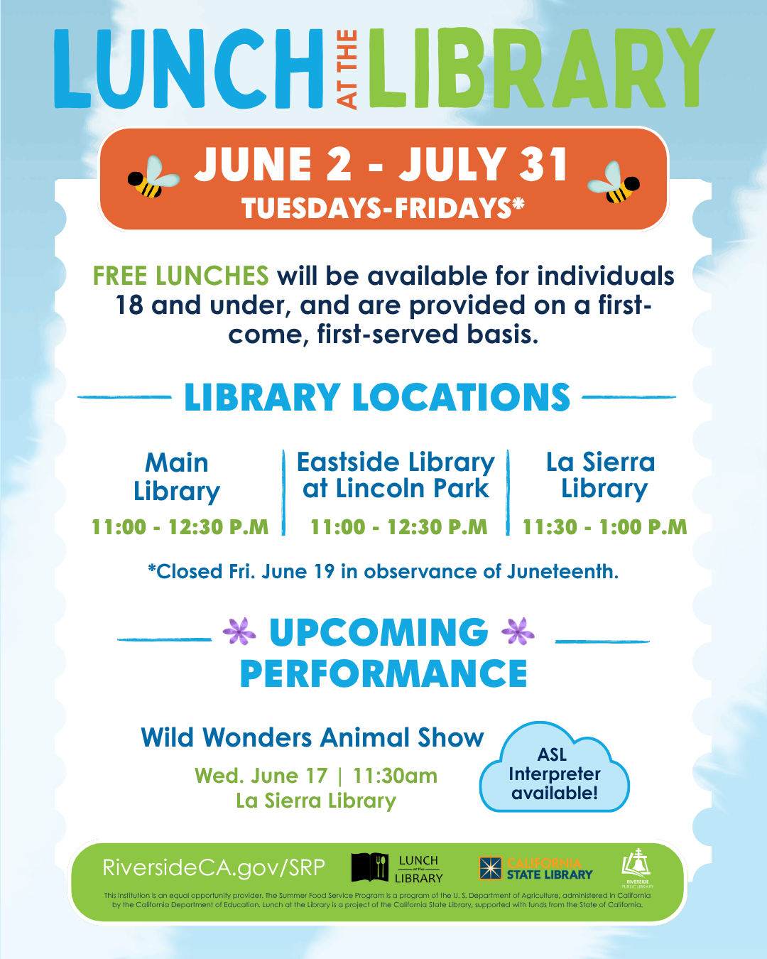 Weekend Librry Programs Summer Reading Program | Riverside Public Library