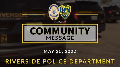 Community Message From The Riverside Police Department 