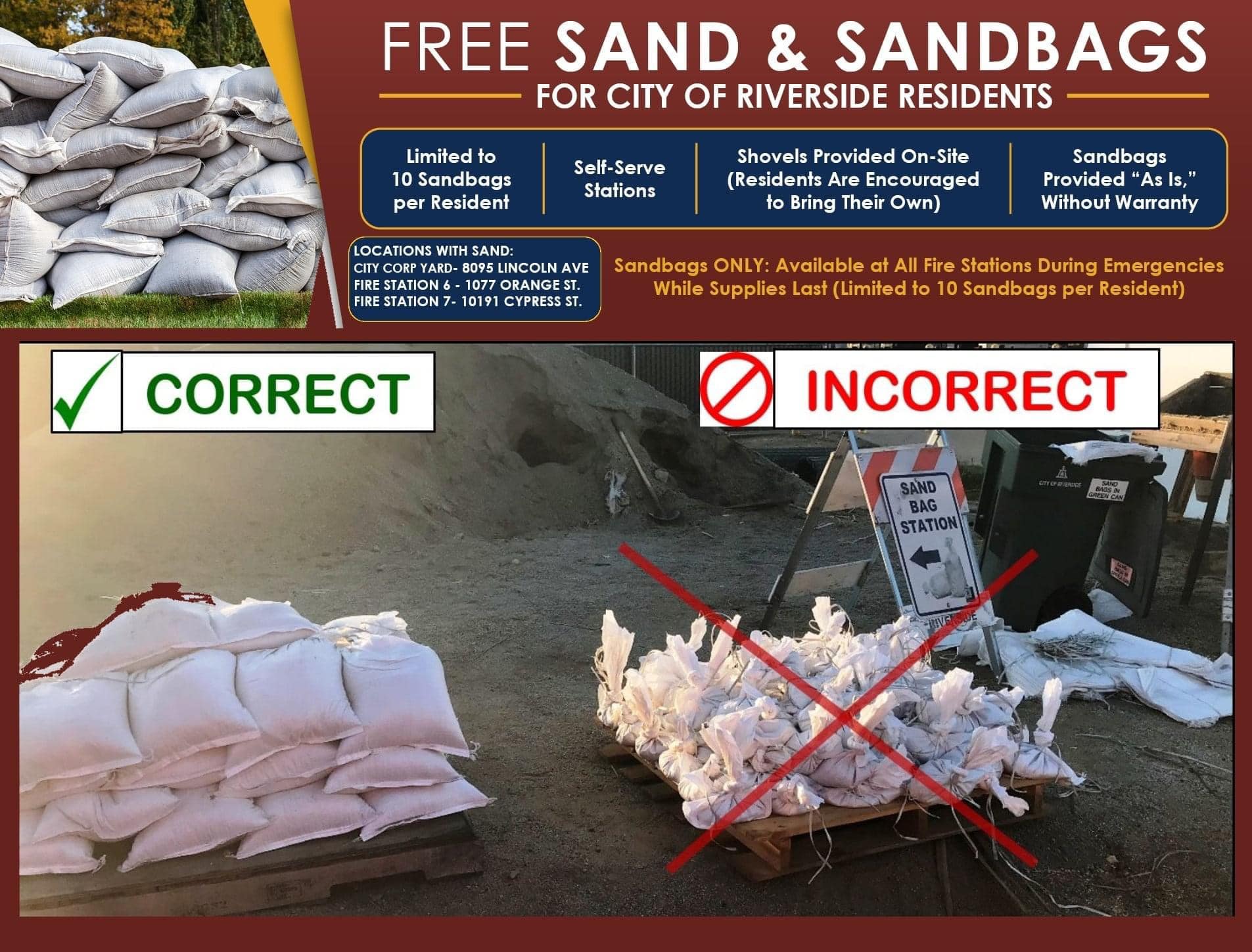 Free sand bags for inclement weather