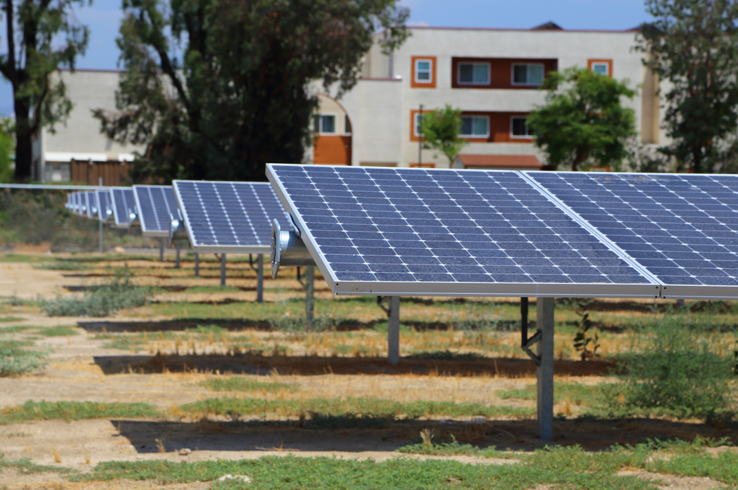 Solar panels representing clean energy